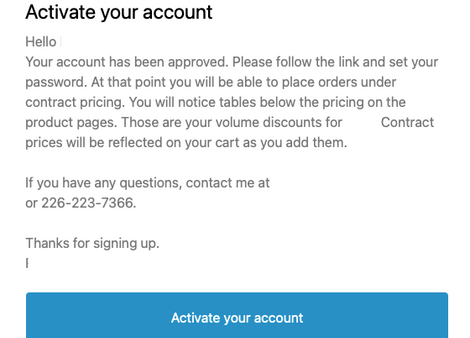 Account Approval Activation Email